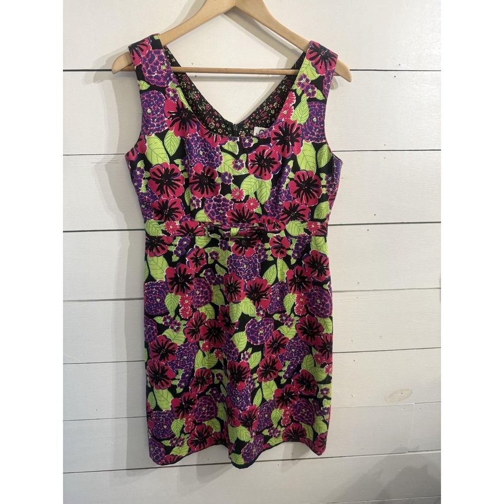 Lilly Pulitzer Vintage White Label Floral Bow Dress 10‎ RARE 1990's Pink Green